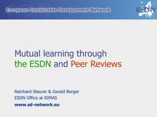 Mutual learning through the ESDN and Peer Reviews