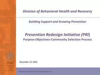 Division of Behavioral Health and Recovery Building Support and Growing Prevention