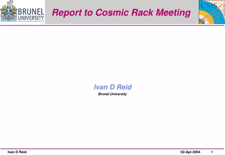 report to cosmic rack meeting