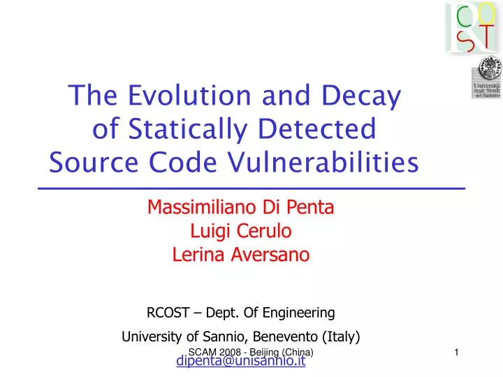 the evolution and decay of statically detected source code vulnerabilities
