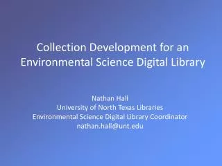 Collection Development for an Environmental Science Digital Library