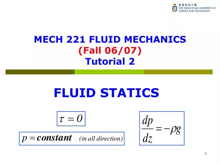 mech 221 fluid mechanics fall 06 07 tutorial 2