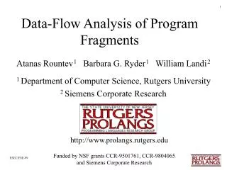 Data-Flow Analysis of Program Fragments