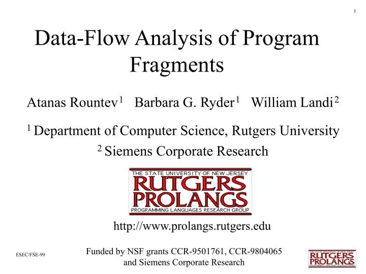 data flow analysis of program fragments