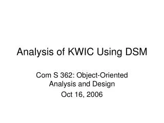Analysis of KWIC Using DSM