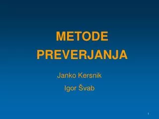 metode preverjanja