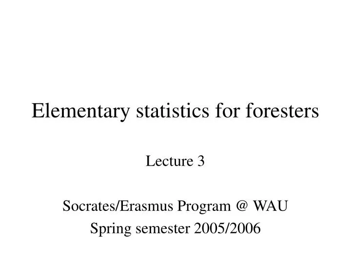 elementary statistics for foresters