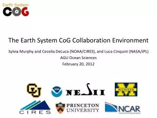 The Earth System CoG Collaboration Environment