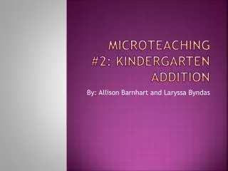 MicroTeaching #2: Kindergarten addition