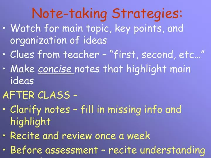 note taking strategies