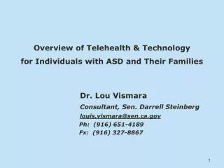 Overview of Telehealth &amp; Technology for Individuals with ASD and Their Families