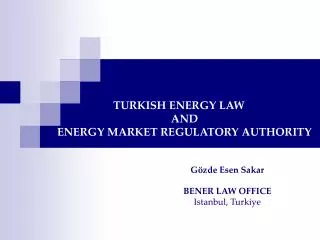 TURKISH ENERGY LAW AND ENERGY MARKET REGULATORY AUTHORITY