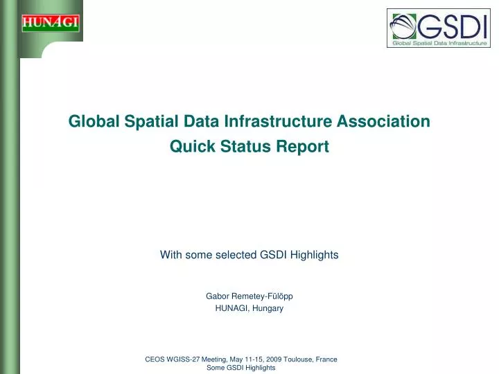 global spatial data infrastructure association quick status report