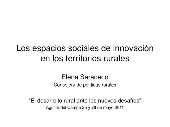los espacios sociales de innovaci n en los territorios rurales