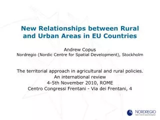 The territorial approach in agricultural and rural policies. An international review