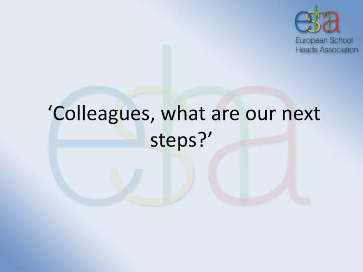 colleagues what are our next steps