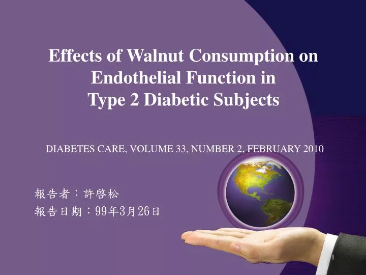 effects of walnut consumption on endothelial function in type 2 diabetic subjects