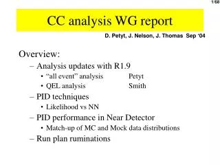 CC analysis WG report