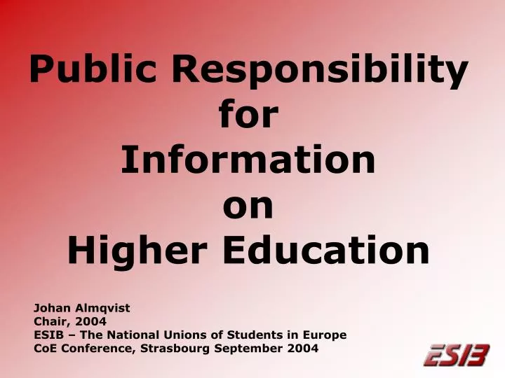 public responsibility for information on higher education