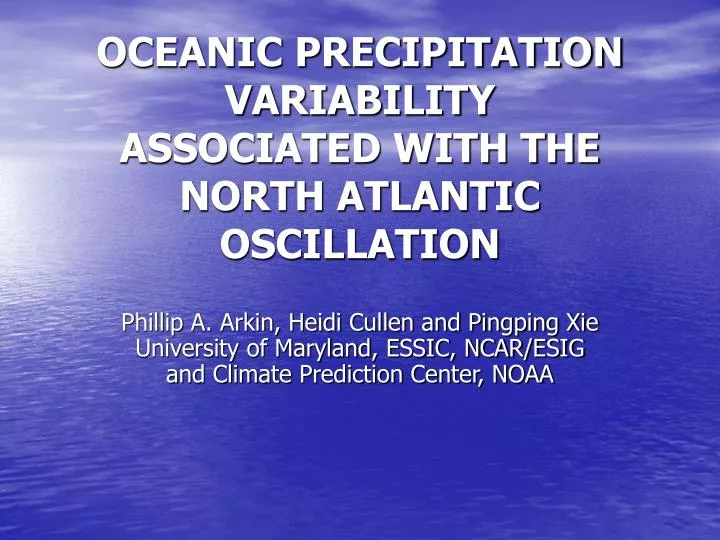 oceanic precipitation variability associated with the north atlantic oscillation