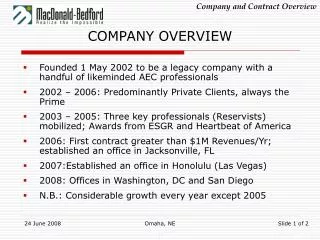 COMPANY OVERVIEW