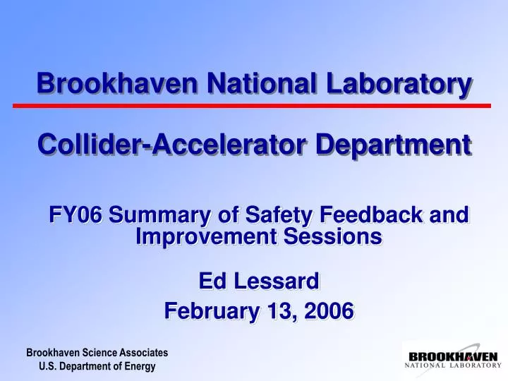 brookhaven national laboratory collider accelerator department