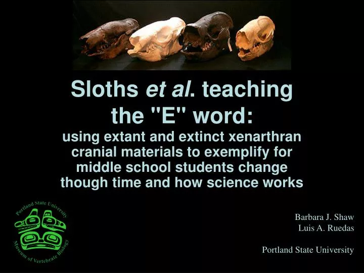sloths et al teaching the e word