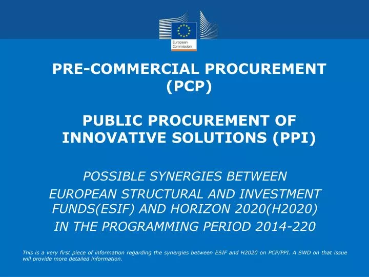 pre commercial procurement pcp public procurement of innovative solutions ppi