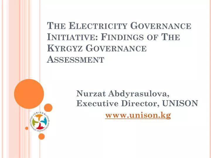 the electricity governance initiative findings of the kyrgyz governance assessment
