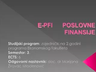 e pfi poslovne finansije