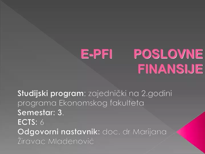 e pfi poslovne finansije