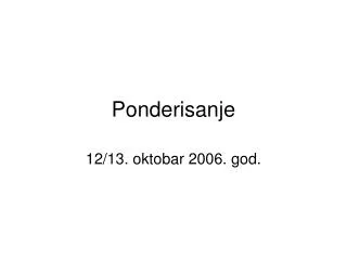 ponderisanje
