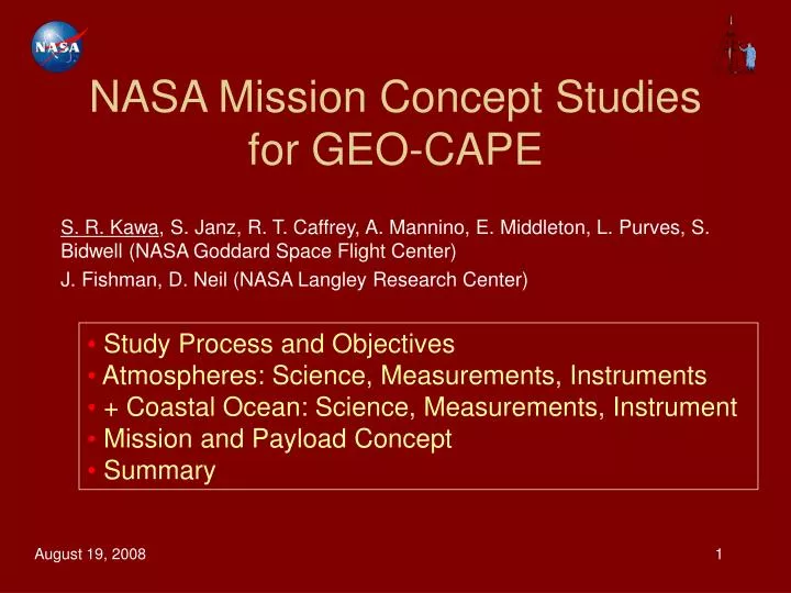 nasa mission concept studies for geo cape