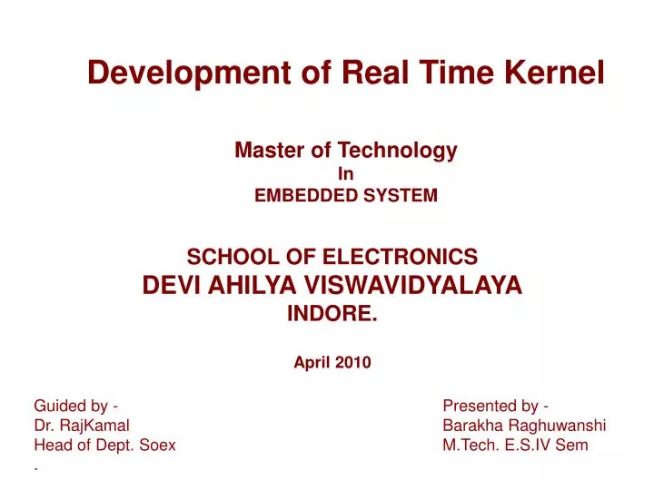development of real time kernel master of technology in embedded system