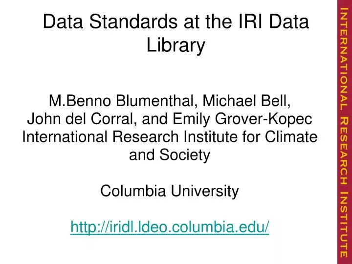 data standards at the iri data library