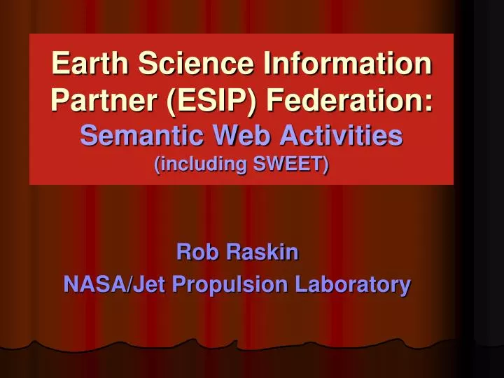 earth science information partner esip federation semantic web activities including sweet