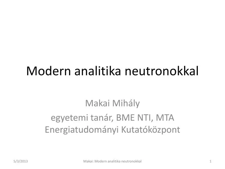 modern analitika neutronokkal