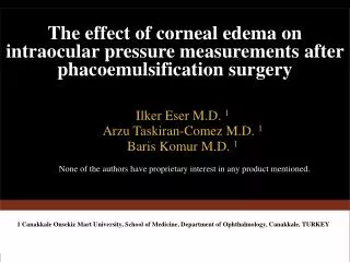 The effect of corneal edema on intraocular pressure measurements after phacoemulsification surgery
