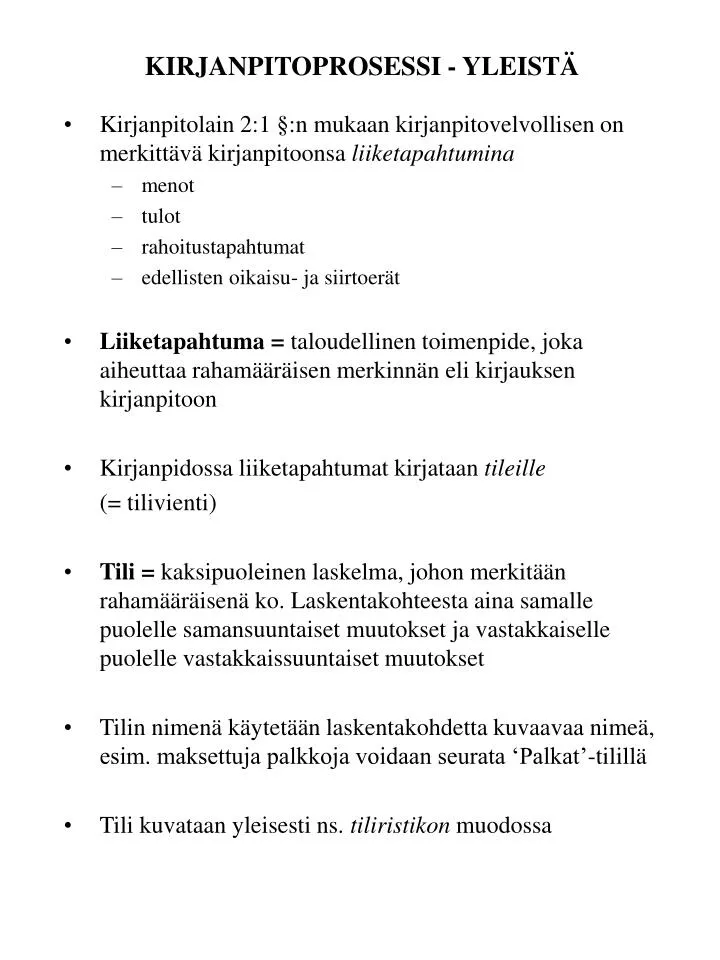 kirjanpitoprosessi yleist