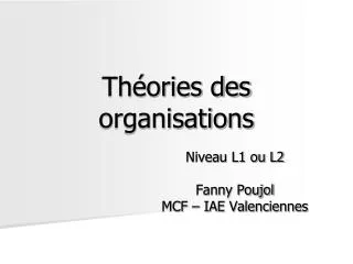 th ories des organisations