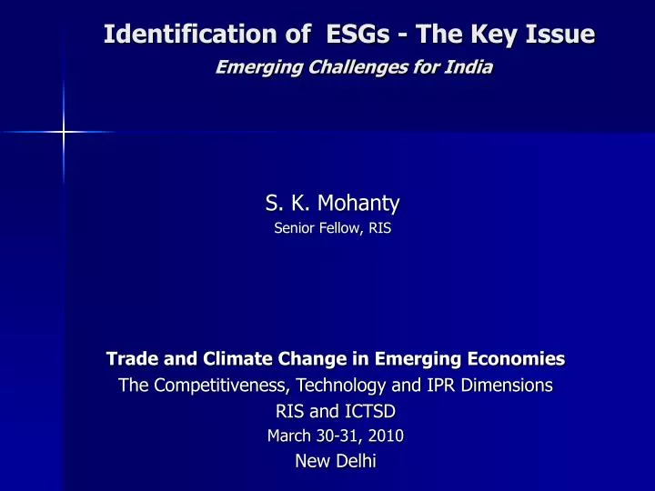 identification of esgs the key issue emerging challenges for india
