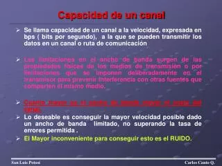 capacidad de un canal