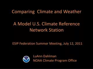 Comparing Climate and Weather A Model U.S. Climate Reference Network Station
