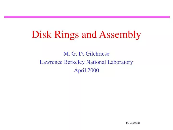 disk rings and assembly