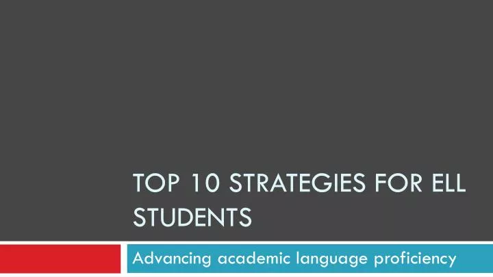 top 10 strategies for ell students