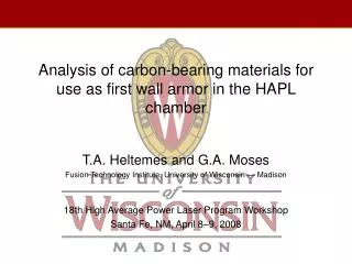 Analysis of carbon-bearing materials for use as first wall armor in the HAPL chamber