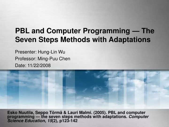 pbl and computer programming the seven steps methods with adaptations
