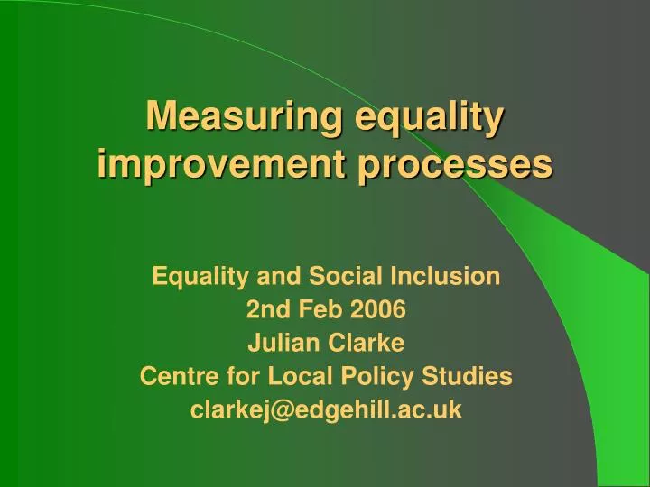 measuring equality improvement processes