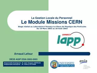 la gestion locale du personnel le module missions cern
