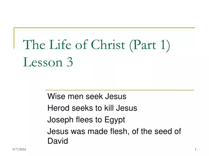 the life of christ part 1 lesson 3